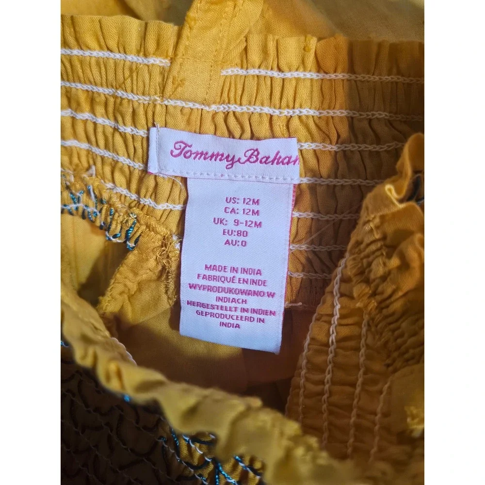 🦋Tommy Bahama Kids 12M Yellow Swiss Dot Dress & Tropical‎ Fruit Romper Set🩷🩵